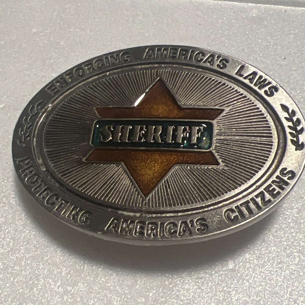 Vintage Sheriff  Belt Buckle Enforcing America's Laws Protecting Citizens